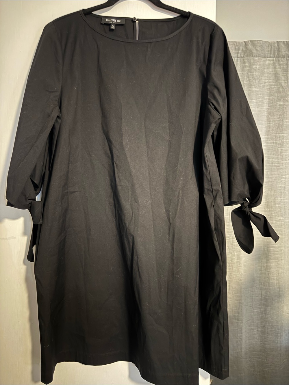 Lafayette 148 Black Tie-Sleeve Shift Dress